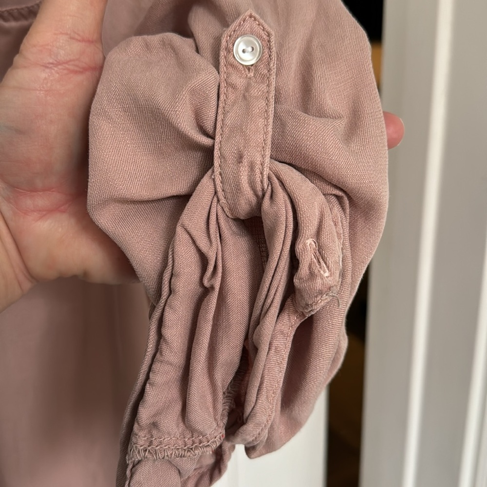 Button up shirt button sleeves roses mauve - Picture 3 of 6